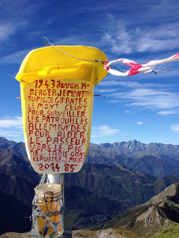 Jean-Marie Claustre's sign on the summit of Mont Ceint